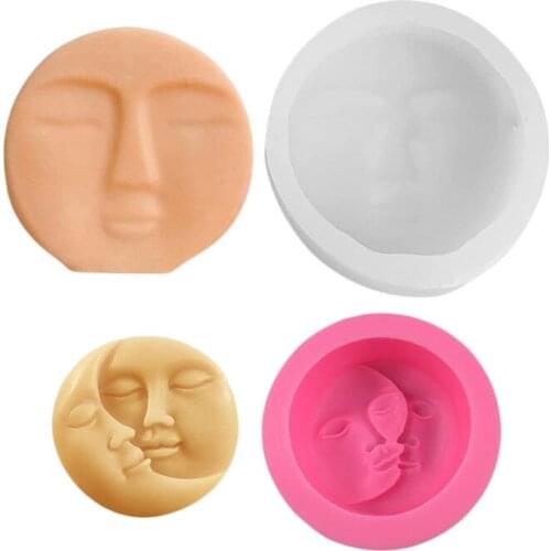 Sun and Moon Face Silicone Mold Craft DIY Fondant Chocolate Soap Mold Handmade Polymer Clay, Wax, Crayon, Cake Decoration Tools
