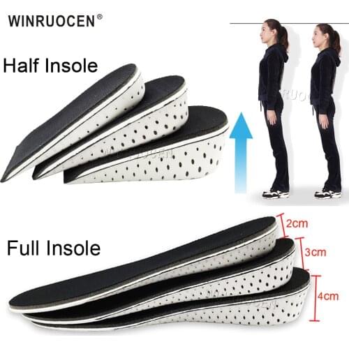 Shoe Insoles Breathable Half/Full Insole Heighten Heel Insert Sports Shoes Pad Cushion Unisex 2-4cm Height Increase Insol