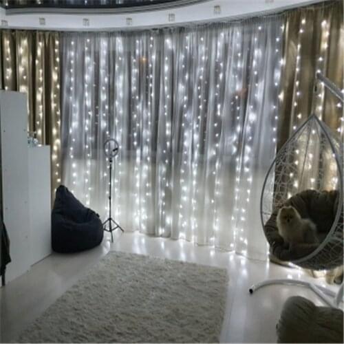 5pcs 3*2.5M LED Indoor Icicle String Light Curtain Garland for New Year Christmas Home Decoration Garden Fairy Light Waterproof