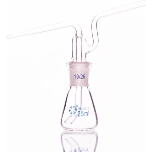 Triangle gas washing bottle ,Capacity 25ml,Conical Ground mouth flat flush flask,Gas wash bottle,Shisha hookah