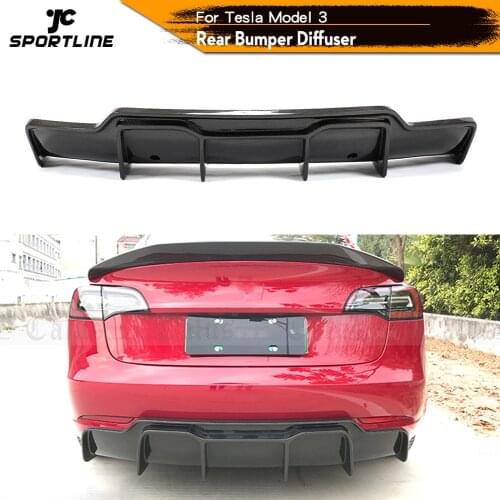 Carbon Fiber Rear Bumper Diffuser Spoiler Chin for Tesla Model 3 Rear Lip Diffuser Protector 2015 2016 2017 2018 2019