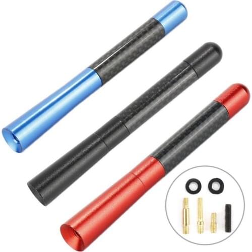Car Radio Antenna Universal Replacement Car Antenna Aerials 4 Colors Aluminum 4.7" Screw-On Short Real Carbon Fiber Vehicle
