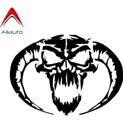 Aliauto Personality Creative Car Stickers Demon Skull Stylish Motorcycle Vinyl Sunscreen Anti-UV Decals Black/Silver,13cm*9cm