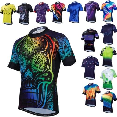 Weimostar Mens Cycling Jersey Skull Breathable Bike Clothing Summer MTB Bicycle Jersey Tops Team Biking Shirt Road Cycle Wear