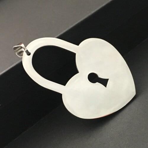 GNAYY Jewelry 5pcs Lot Stainless Steel High Polished Large heart Lock Pendant Charms necklace no chain in bulk