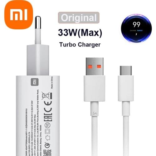 33w charger xiaomi EU Turbo Charge Original type C cable For Xiaomi redmi note 9 pro POCO X3 nfc Mi 10 9 9t pro note 10 10X LITE