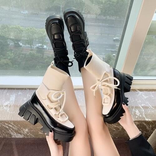 Women Ankle Boots Shoes Women Boots Ladies Short Platform Martins Sock Boots Female Motorcycle Boots Shoes For Women Size 35-40