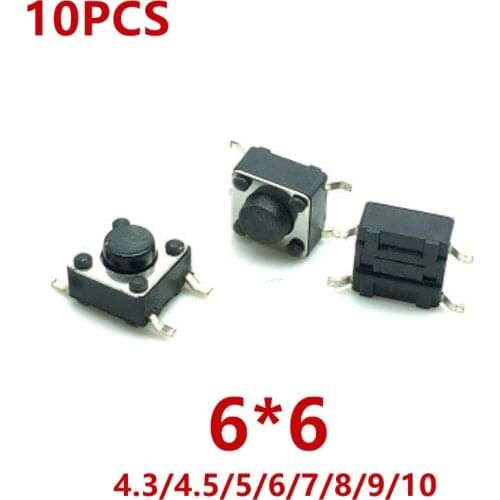 10Pcs 6*6*4.3/4.5/5/6/7/8/9/10(H)mm Panel PCB Momentary Tactile Tact Mini Push Button Switch DIP 4 Pin