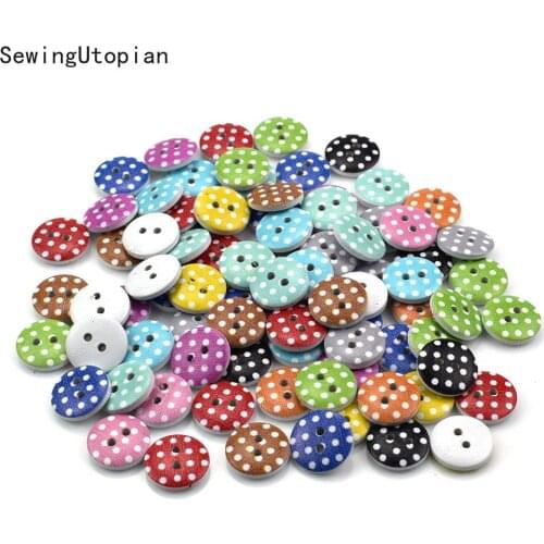 100PCS Wooden Buttons for Kids Clothes Scrapbooking Decorative Needlework DIY Accessories 2-Holes Sewing Wood Button