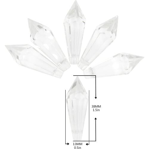 100pcs/lot,38mm glass icicle prism crystal u drop chandelier parts pendant