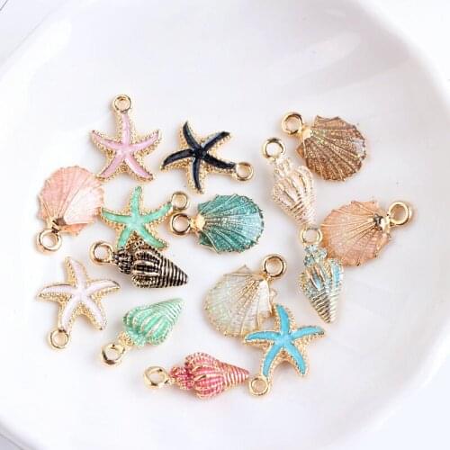 Nice Conch Sea Shell Charms For Jewelry Making Starfish Anklet Bracelet Earrings Pendants DIY Handmade Accessories Craft 13Pcs