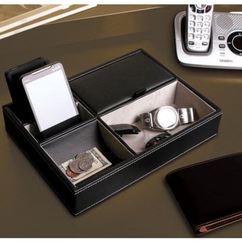 2021 Leather Jewelry Box Drawer Storage Box Packaging Sundries Storage Box Watches Sunglasses Coins Remote Portable Organizer