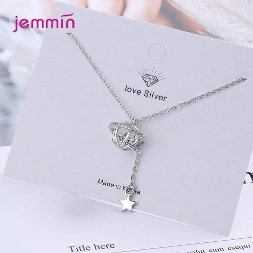 925 Sterling Silver Pendant Necklace For Women Girls Party Birthday Star CZ Cubic Zircoina Fashion Jewelry Wholesale