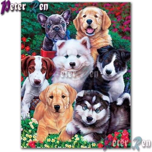 5d animal Dog Flower Party Diamond Painting Embroider DIY Square or round Mosaic Cross stitch Rhinestone modern home decoration