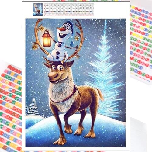 Diamond Painting Cartoon Animal Kits Fairy Tale Disney Deer and Snowman 5D DIY Full Drill Embroidery Art Mosaic Home Decoration