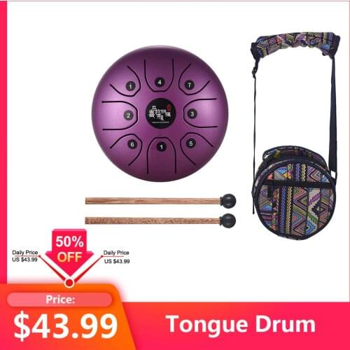 US IN STOCK5.5 Inch Tongue Drum Mini 8-Tone Steel Tongue Drum C Key Hand Pan Drum Toy Musical Instrument Gift for Kid Child Toys