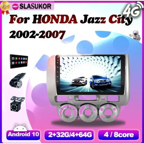 4G For HONDA JAZZ Stadt 2002 2003 2004 2005 2006 2007 Android 10.0 Multimedia Video Car Radio Navigation BT GPS RDS Kein 2din