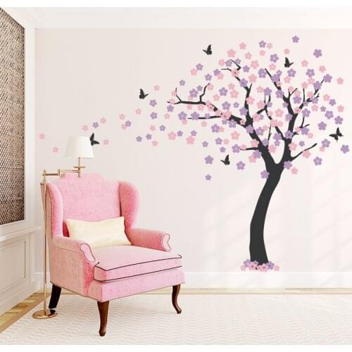 Large Cherry Blossom Tree Wall Sticker Butterfly Wall Decal Vinyl Art Decals Living Room Bedroom Decor Wallpaper Mural Hot LC236