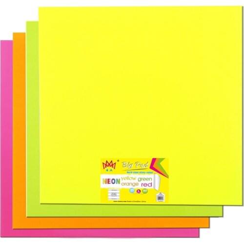 4A Sticky Big Pad,22x22 In,Large Size,Neon Yellow,Orange,Red and Green,Self-Stick Notes,20 Sheets/Pad,4 Pads/Pack,4A BP 2222-Nx4