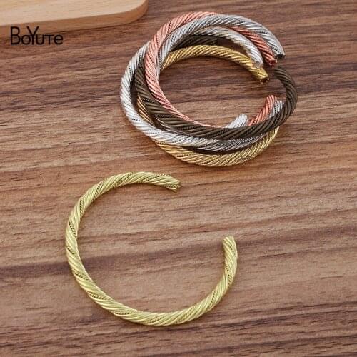 BoYuTe (5 Pieces/Lot) 60MM Metal Brass Twisted Bangle Bracelet Base Factory Supply DIY Handmade Materials Wholesale