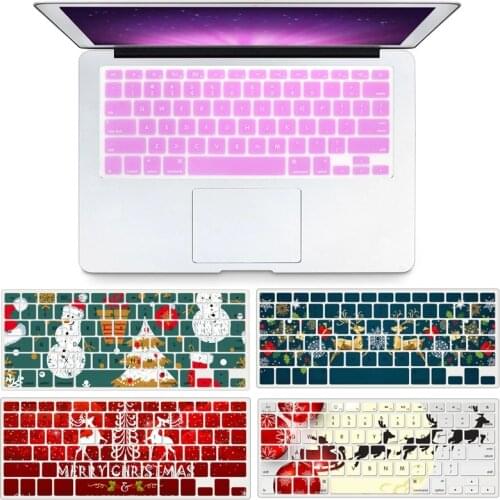 Laptop Keyboard Cover for Macbook Air 13 A1466 A1369 A1932 Christmas Deer Pattern English Letter Keyboard Skins Protector EU/US