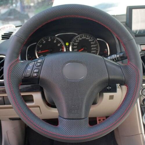 DIY Sewing-on PU Leather Steering Wheel Cover Exact Fit For Mazda 3 Mazda 5 Mazda 6 2003-2009