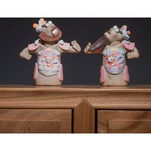 Door god ornaments a pair of antique Chinese style decorative door stickers hanging paintings ceramic ornaments