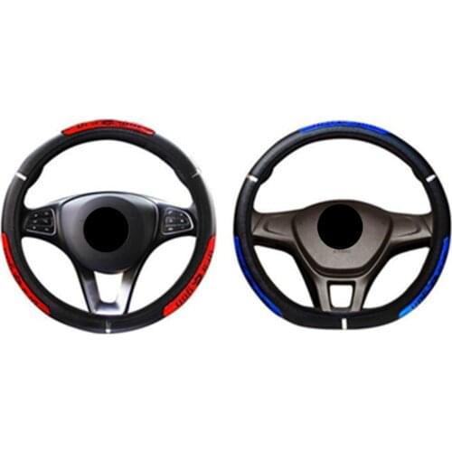 DERMAY Drangon Design Leather Auto Car Steering Wheel Cover 36-38CM Universal D Style Round Anti-catch Holder Protector