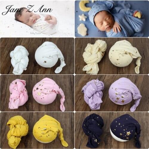 Newborn photography props starry sky theme hat +wrap 40x170cm studio home twins albumn shooting props
