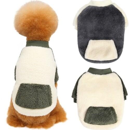 Fleece Dog Clothes Dog Sweater With Pocket French Bulldog Dog Pullover Winter Dogs Coat Warm Vest Cold Weater Pet Clothing