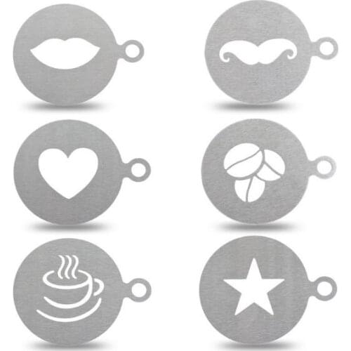 1PC 12.5cm Stainless Steel Metal Chocolate DIY Coffee Latte Art Mould Cappuccino Spray Coffee Stencils Barista Duster NO 004