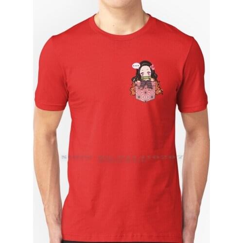 Nezuko Pouchie Shirt - In Pocket T Shirt 100% Pure Cotton Cute Kawaii Chibi Boar Inosuke Hashibira Kimetsu No Yaiba Demon Corps