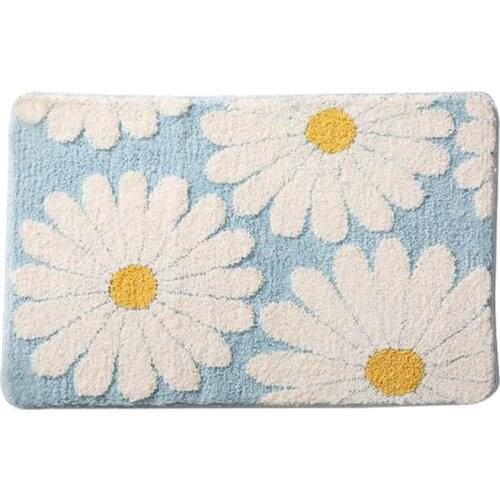 HOT SALE Daisy Bathroom Mat Nordic Fluffy Carpet Bath Room Floor Absorbent Anti Slip Pad Bathmat Doormat Home Decor