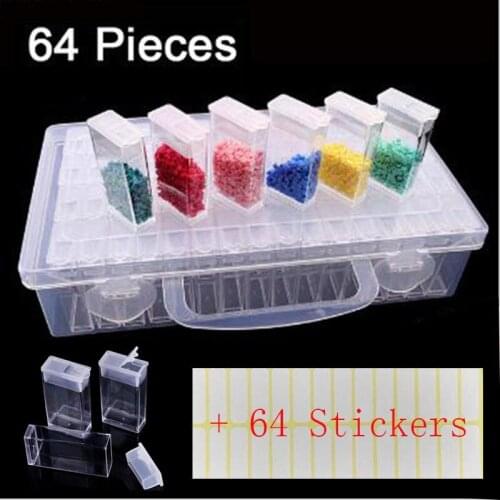 Diamond Painting Tools Beads Container 64/128/pcs Rhinestone Diamond Embroidery Stone Storage Accessory Mosaic Convenience Box