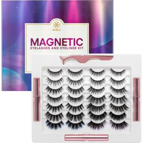 ISEEN Magnetic Eyelashes Natural False Eyelashes Magnetic Liquid Eyeliner &Tweezer Set Waterproof Lashes Makeup Extension