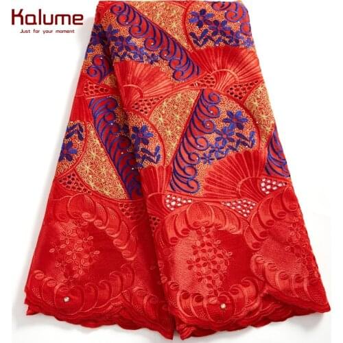 Kalume 5 Yards Cotton Lace Fabric 2021 African Nigerian Swiss Voile Lace Fabric Sewing Cloth For Diy Dress Wedding Party H2556