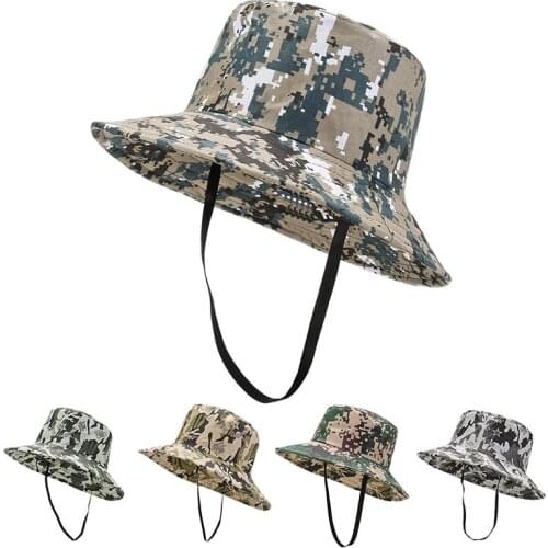 Summer Men Women Wide Brim Digital Camouflage Travel Beach Sunscreen UV Cap Unisex Foldable Sun Fisherman Breathable Hat R68