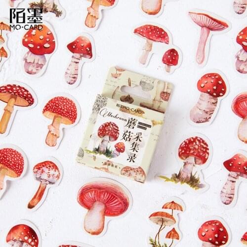 Mushroom collection record Decorative Stickers Scrapbooking Stick Label Diary Stationery Album Kawaii Stickers