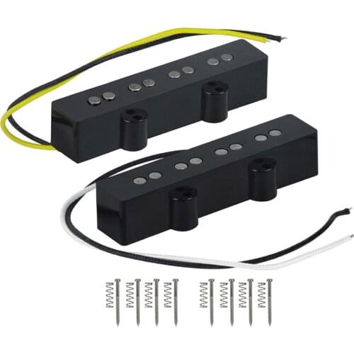 FLEOR Set of Vintage Alnico 5 Bass Pickup 4 String Neck & Bridge Bass Guitar Pickup Cloth Wiring for JB Bass Guitar Parts