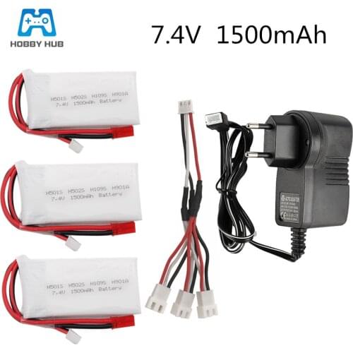 Hobby Hub 2S 7.4V 1500mAh Lipo Battery+charger set For H501S H502S H109S H901A Transmitter For RC Parts Lip 7.4v 1500mAh battery
