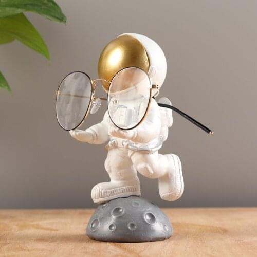 Creative Spaceman Glasses Holder Cartoon Astronaut Glasses Frame Display Resin Action Figure Bracket for Home Desktop Ornament