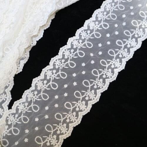 11cm*5yard cotton flower embroidery net bottom lace trimmings for clothing DIY sewing clothes accessories ribbon trims