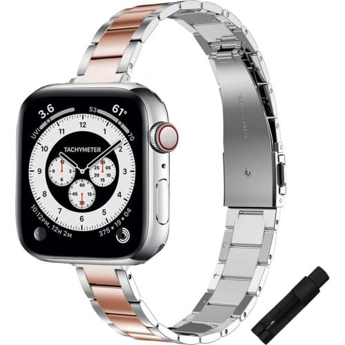 Metal Strap for Apple Watch Band 40mm 44mm Women Stainless Steel Metal Wristband Thin Bracelet for iWatch Series 6 se 5 4 3 2 1