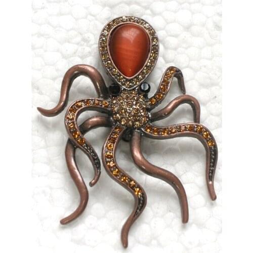 Fashion Brooch Rhinestone Octopus Pin brooches C264 G3