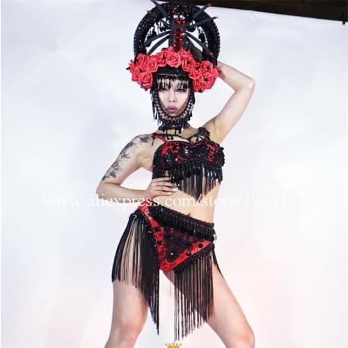 Fashion Cool Sexy Dancer Singer Girl Lady Women Costumes Bra and Shorts Stage Dance Performance Sets