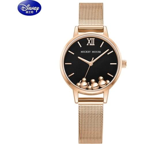 Disney Official Micky Mouse Fashion Casual Quartz Wristwatches Movable Pendants Women Alloy Clock Girls Gift Time High Quality