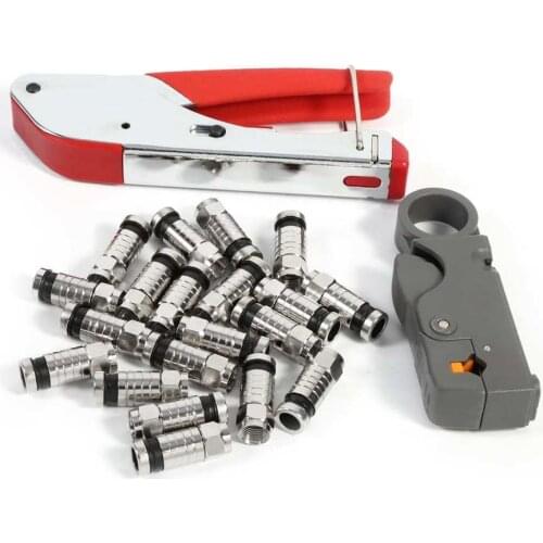 Cable Stripper Compression Tools Kit F RCA RG58 Connector Fitting Coaxial Crimper Cable Coax