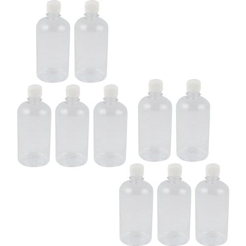 New-10Pcs 500ml Clear Plastic Lab Seal Reagent Bottle Chemical Graduation Sample Bottle