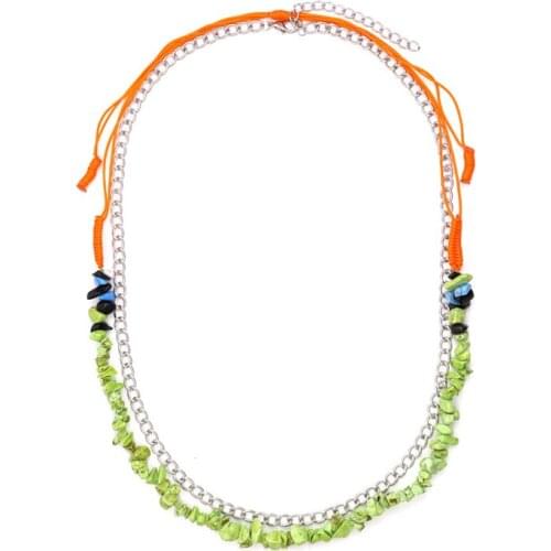 2021 New Bohemian Hand-woven Clavicle Chain Four Seasons Wear Double Layered Wear Gravel Stitching Necklace Female Party Gift