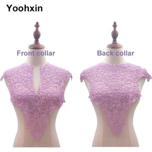 New Multicolor embroidery 3D flower lace collar Fabric Sewing Applique DIY bridal neckline ribbon trim Guipure wedding decor
